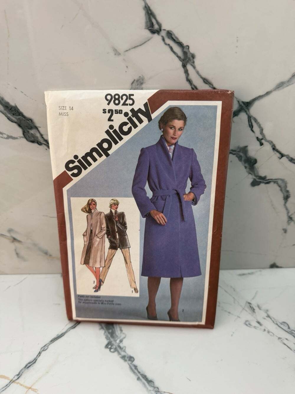 Vintage 1980 Simplicity 9825 Classic funnel neck coat Size 14 miss Long Jacket